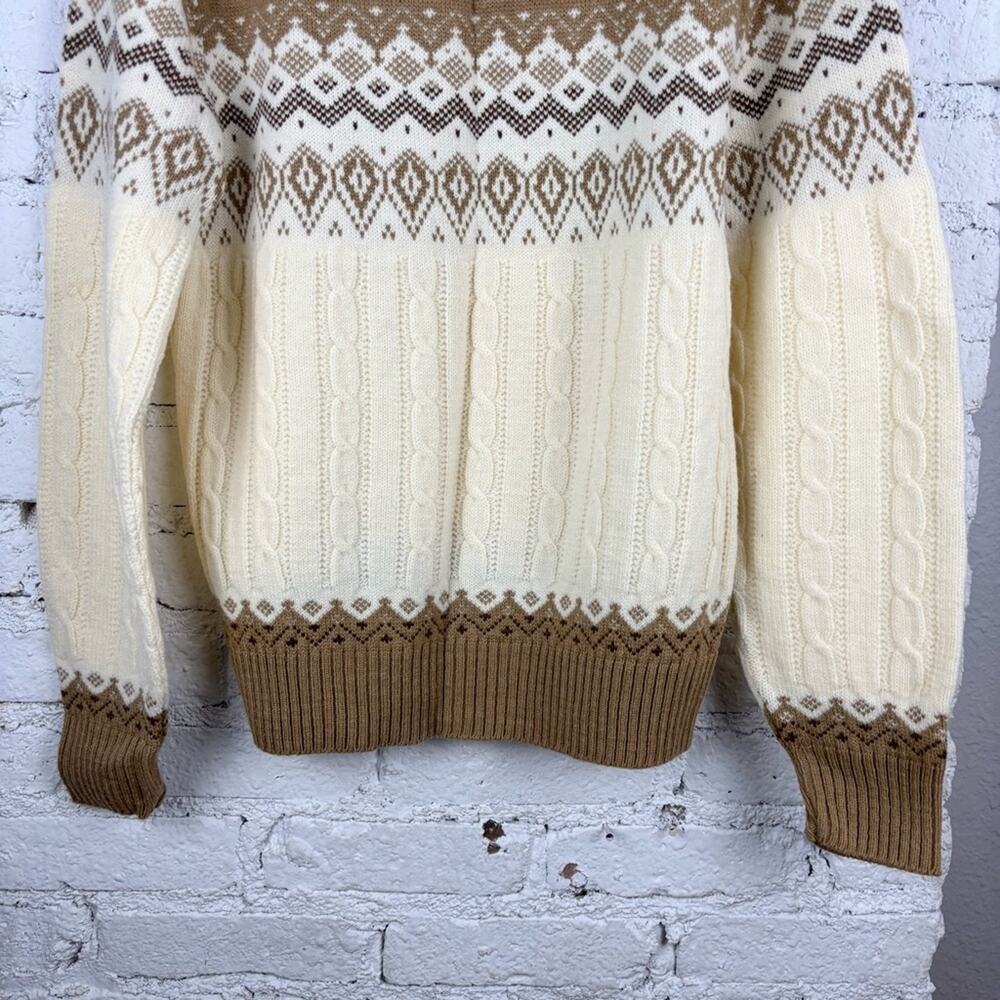 Jantzen Men's Tan and Cream Crewneck Sweater - Picture 7 of 7
